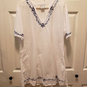 Beach Rays Cover-Up White and Blue Size‎ M